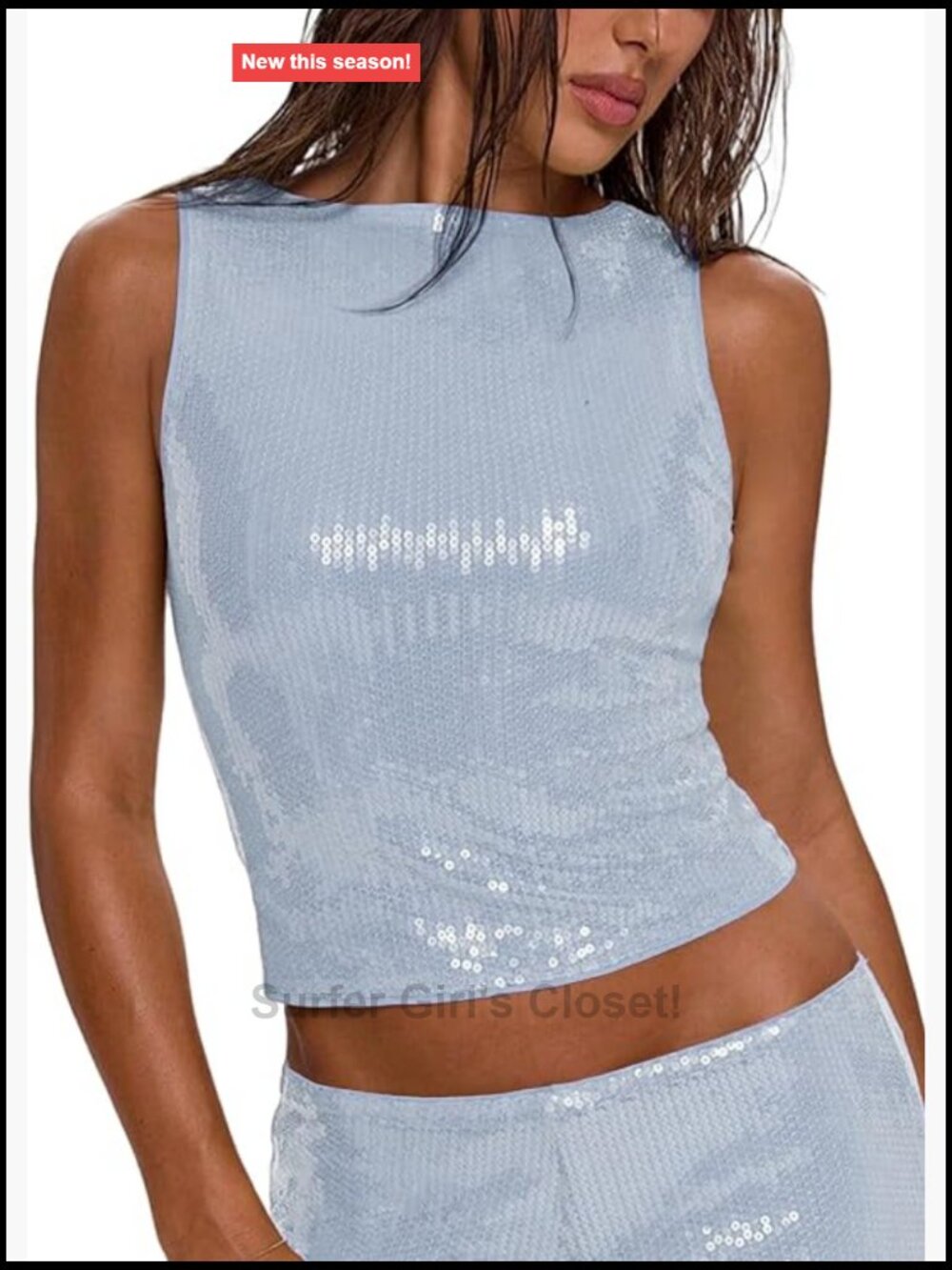 Sequin Tank Top Sleeveless Glitter Shiny Women's Party Clubwear Crop Y2k Rave